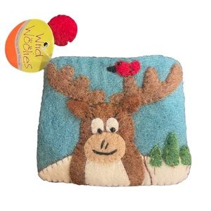 Wild Woolies Winter Moose 100% Felted Wool Coin Purse